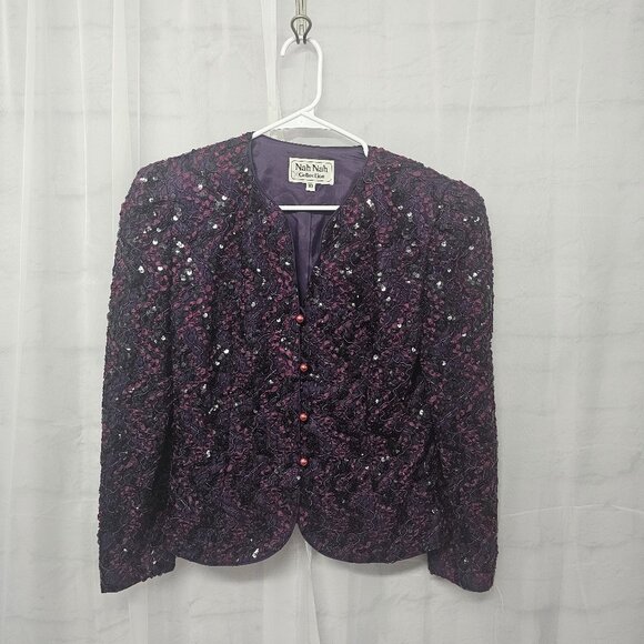 Vintage Nah Nah Purple Ribbon Jacket Evening Formal Sequin Formal Holiday 10 - Picture 9 of 9